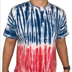 XL customized blue,red, and white mens t-shirt